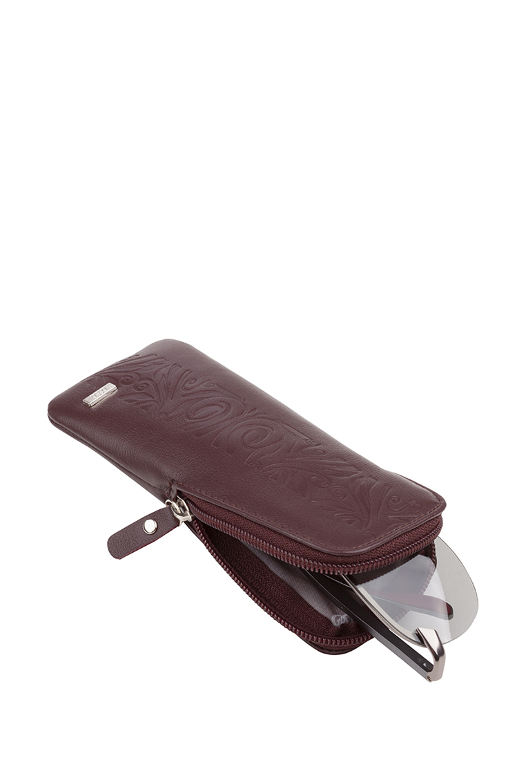 77223 Футляр для очков СКАЙ CHERRY кожа вишня тиснение кэж. (Бордовый/натуральная кожа/Esse)