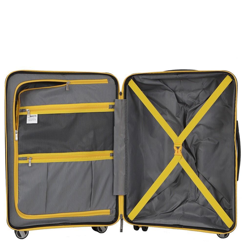 EN6520-24-27 FABRETTI Чемодан 4-х колесный 100% полипропилен (черный/45*66*26/полипропилен/M/FABRETTI)