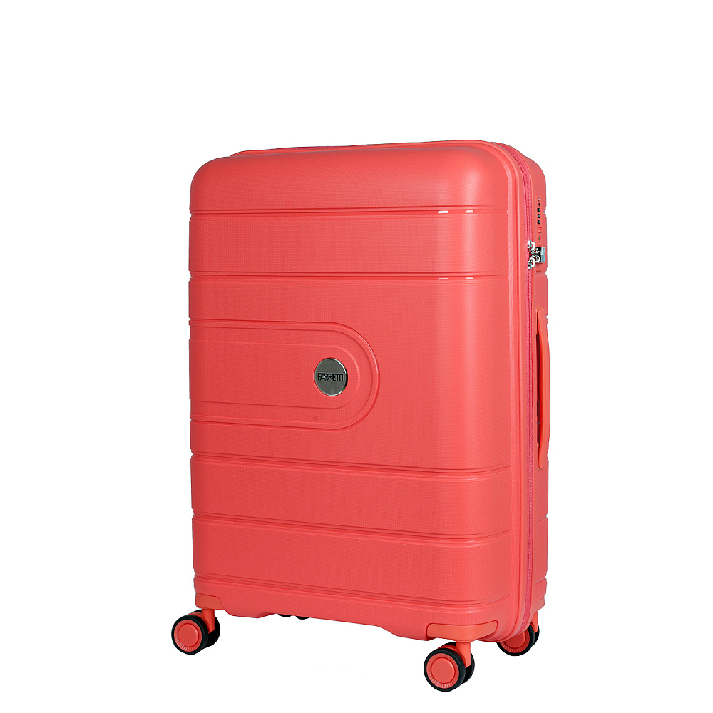 EN9520-24-44 (FABRETTI) Чемодан 4-х колесный 100% полипропилен (коралловый/45*66*26/полипропилен/M/FABRETTI)