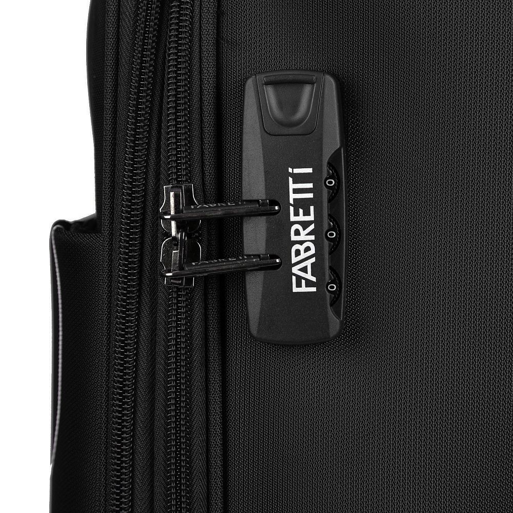 TRM2320-20-2 FABRETTI Чемодан 4-х колесный 100% полиэстер (черный/37*55*20/полиэстер/S/FABRETTI)