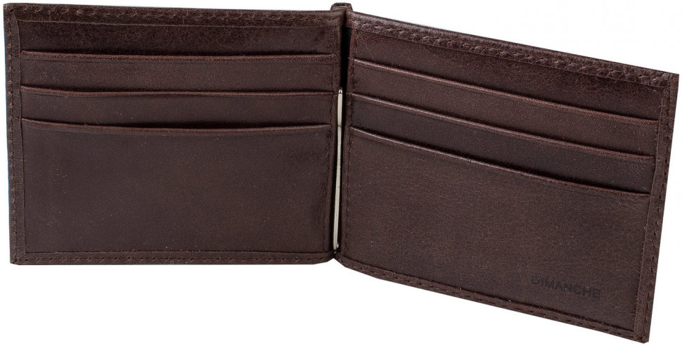 639/М Зажим для денег с отделением для мелочи (Camel)  (коричневый/11*8*0,5/натуральная кожа/Dimanche)