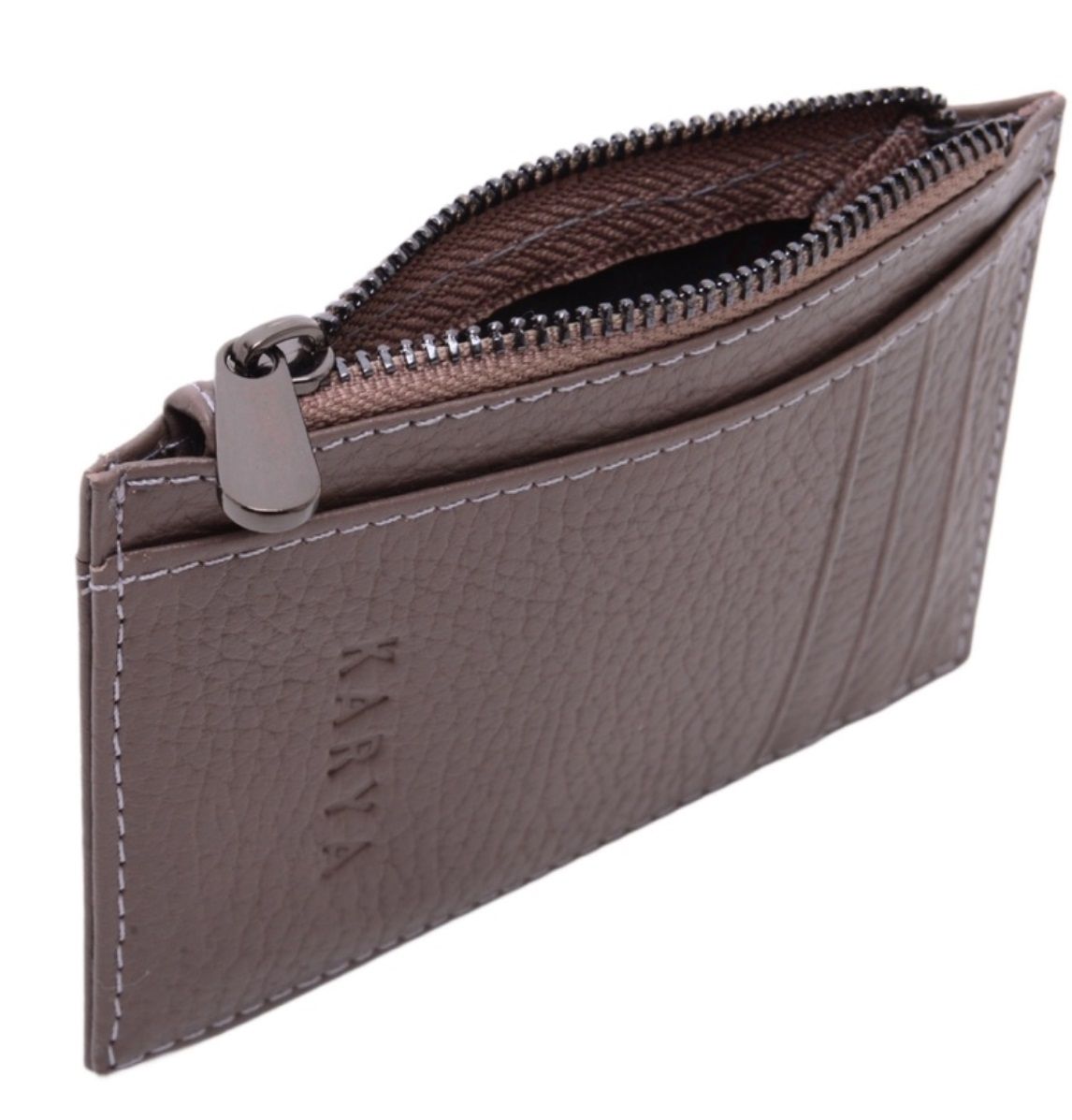 0042-51 Картхолдер натуральная кожа KARYA (Бежевый тёмный/12*8*0,5/натуральная кожа/KARYA)