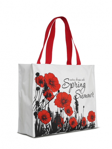 1-108 Сумка молодёжная текстиль (Маки красные/белый) (Белый/40*33*15/текстиль/ANTAN)