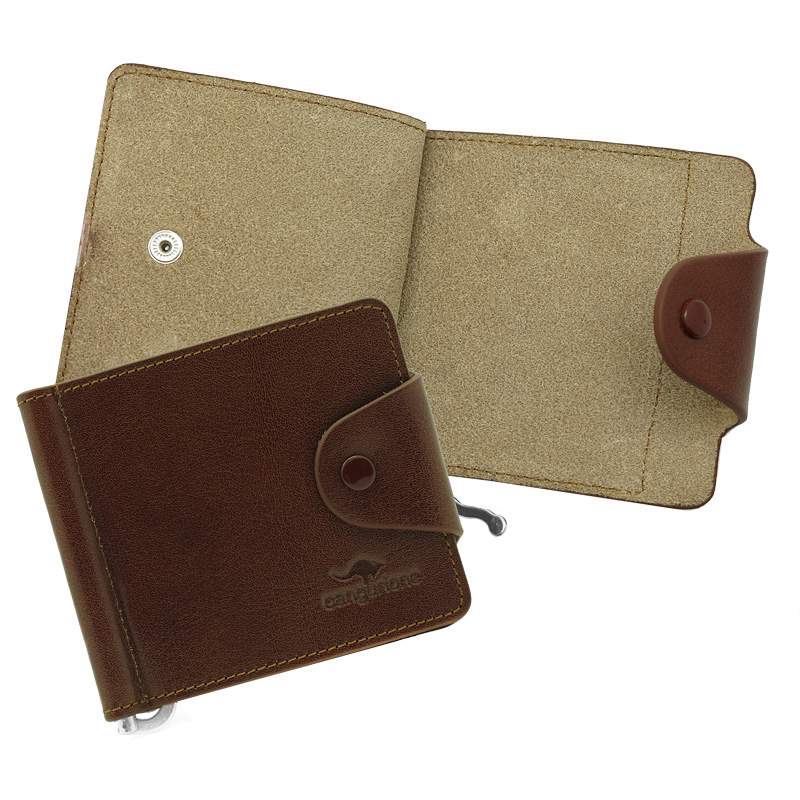 3204 Зажим для купюр V/ TAN 004 (Рыжий/10*8,5*0,5/натуральная кожа/CANGURIONE)