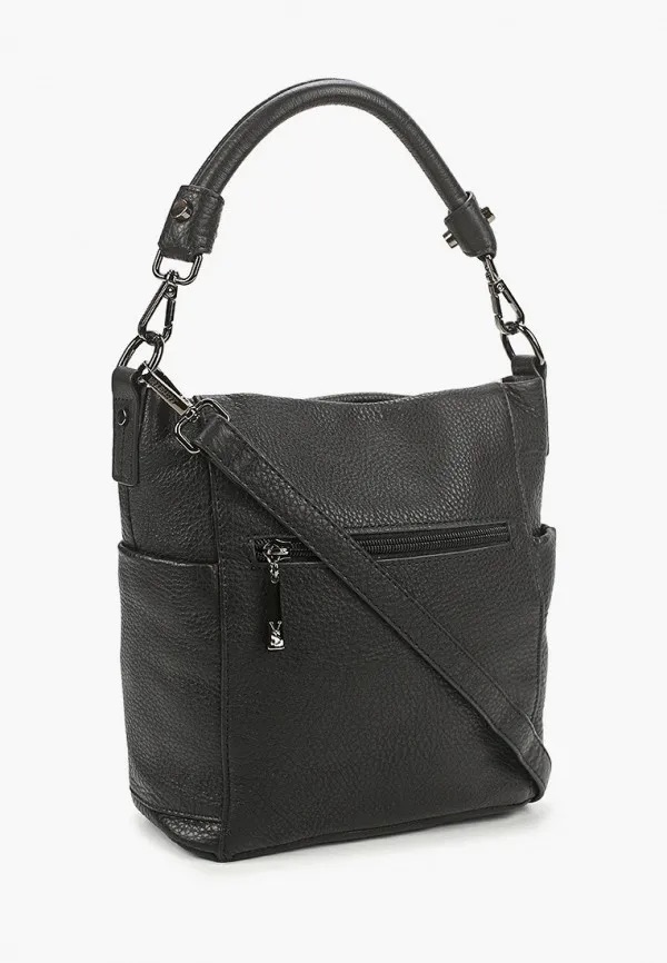 312К Сумка женская натуральная кожа (черный)  (Черный/натуральная кожа)