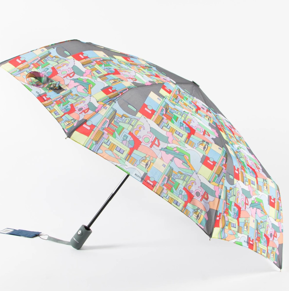 RT-43916 Зонт женский, 3 сл., полный автомат,пласт.прямая (мультиколор/8-56/эпонж/Russian Look)