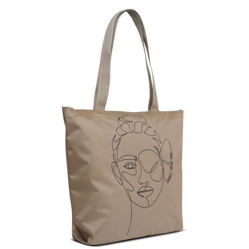 1-111 Сумка молодёжная (Прикосновение бабочки/бежевый) (Бежевый/36*43*12/текстиль/ANTAN)