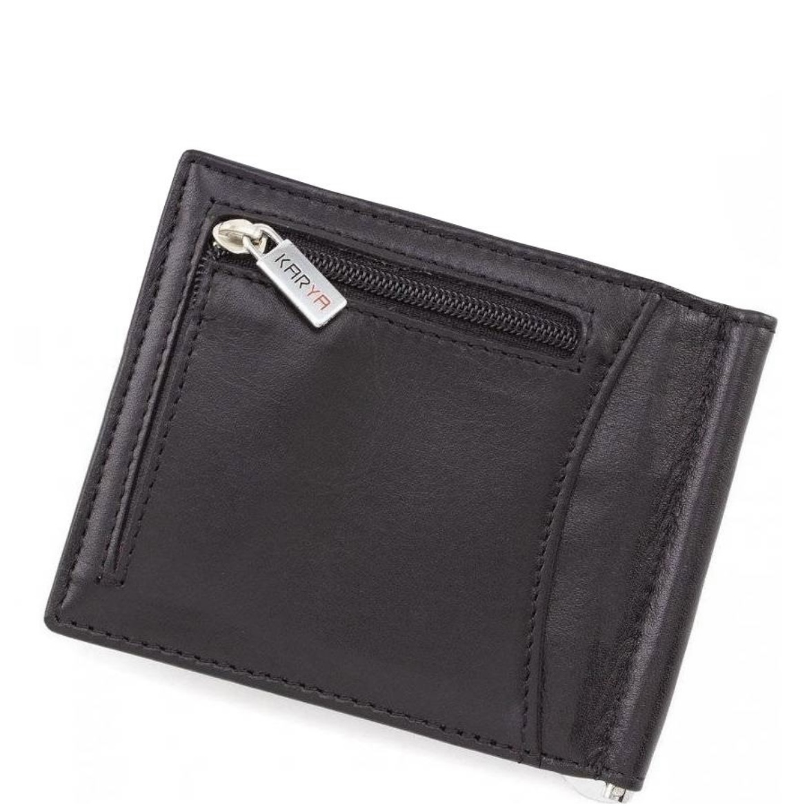 0455-1 Зажим для купюр KARYA (Черный/11*8,5*1/натуральная кожа)