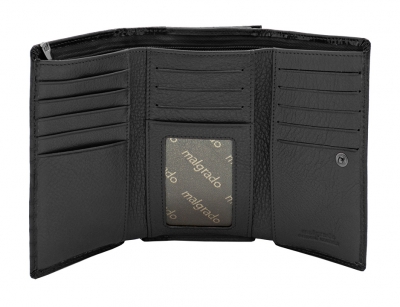 55020-5-46# Black Кошелек Средний Malgrado (черный/14*8,5*2,5/натуральная кожа/Malgrado)