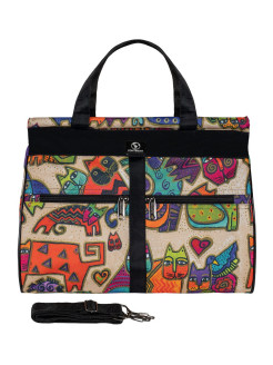 М-462 Саквояж дизайн кошки бежевый (бежевый/полиэстер/39*34*17NTL Continent)