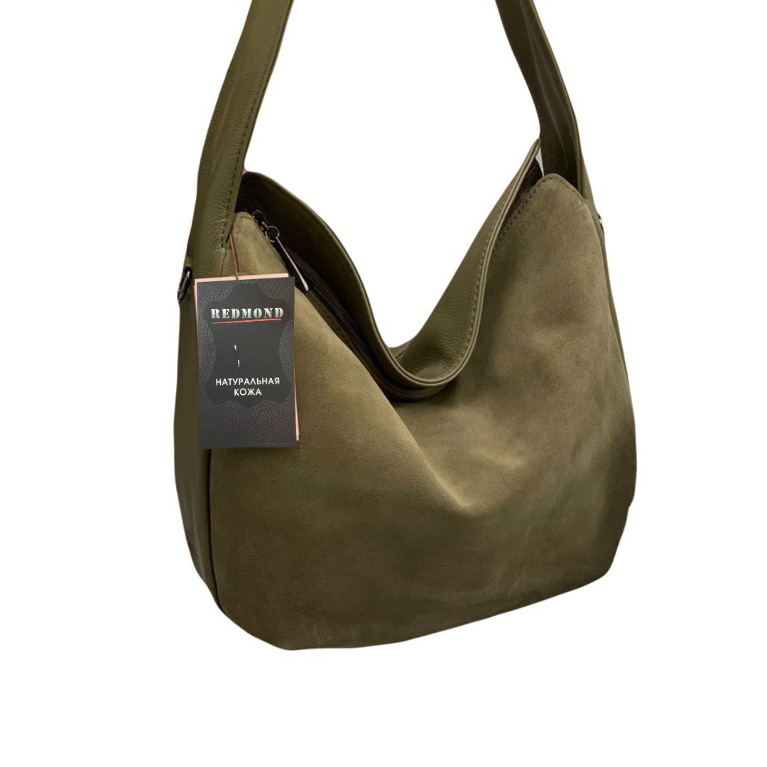 8859 Сумка женская натуральная замша/кожа (khaki) (хаки/23*29*9/натуральная замша/кожа/Redmond)
