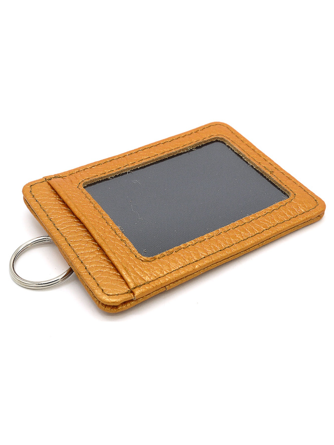 102-717-15 Чехол д/пропуска (Пеллекон) (жёлтый/10,8*7,8/натуральная кожа/PELLECON)