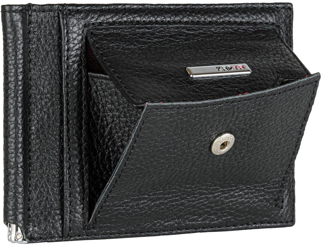 0460-45 Зажим для купюр KARYA (Черный/11*8*1/натуральная кожа)