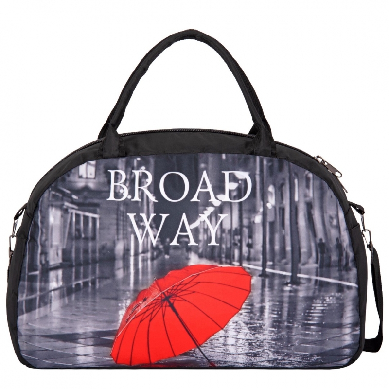 №69 Сумка дорожная черный, ткань плащевка (Черный/24*43*13/полиэстер/0,35 кг)