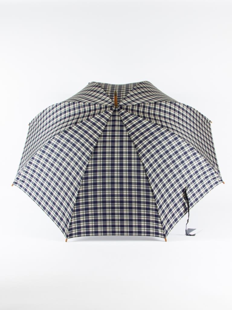 718542 Зонт мужской, трость, полуавтомат, ручка дер.крюк, клетка (эпонж/Goroshek)