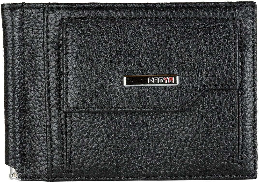 0460-45 Зажим для купюр KARYA (Черный/11*8*1/натуральная кожа)