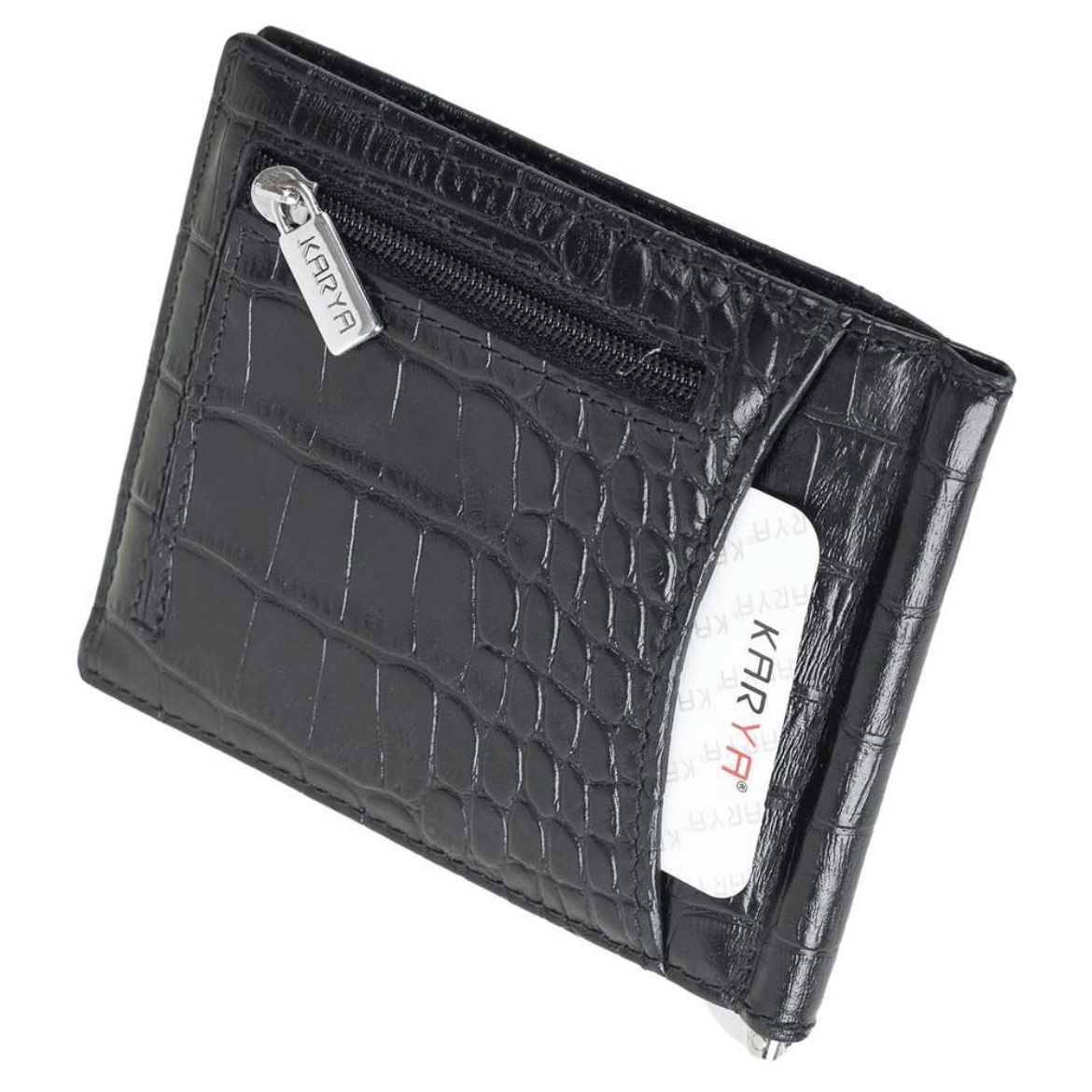 0455-53 Зажим для купюр KARYA (Черный/11*8,5*1/натуральная кожа)