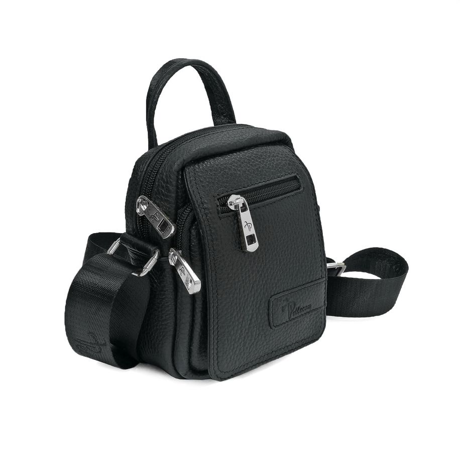 102-801-1 Сумка мужская кожа (Пеллекон) (черный/12,5*16*5/натуральная кожа/PELLECON)