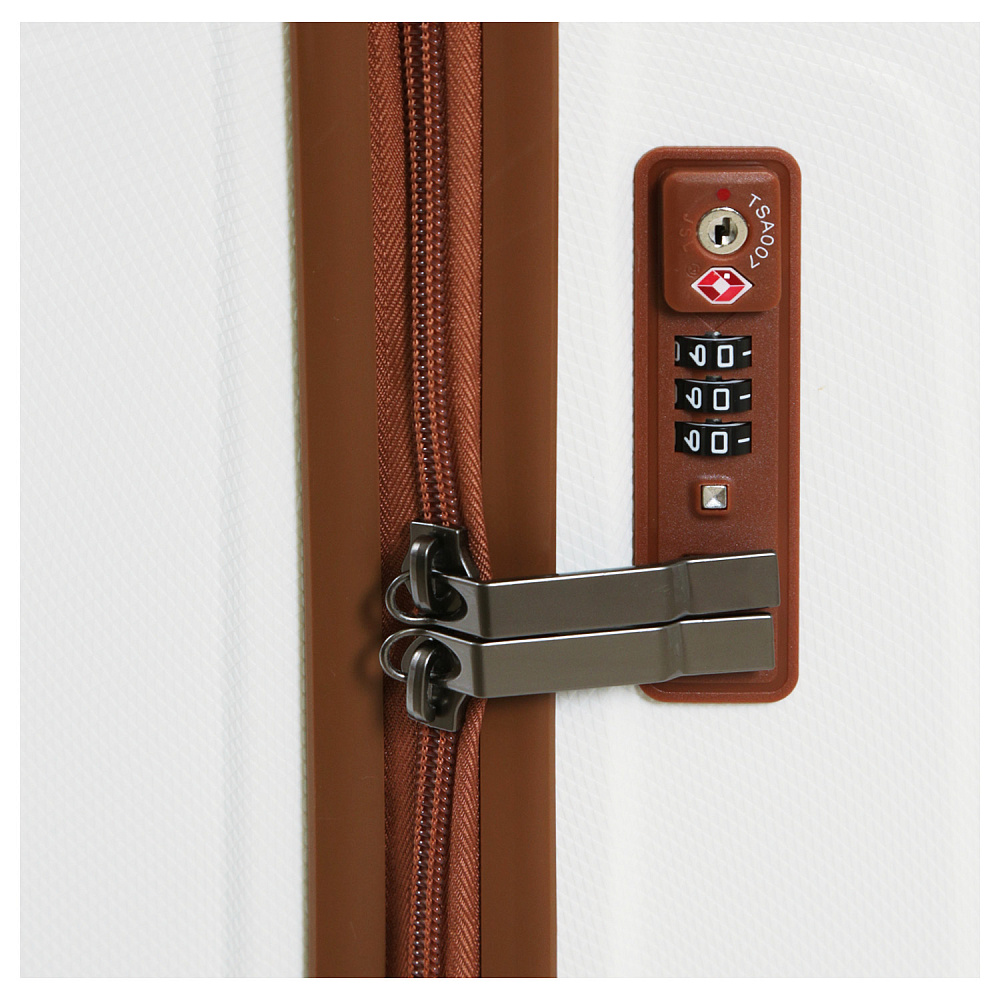 EN3520-24-1 Чемодан 4-х колесный 100% полипропилен  FABRETTI (Белый/47*68*29/полипропилен/M)