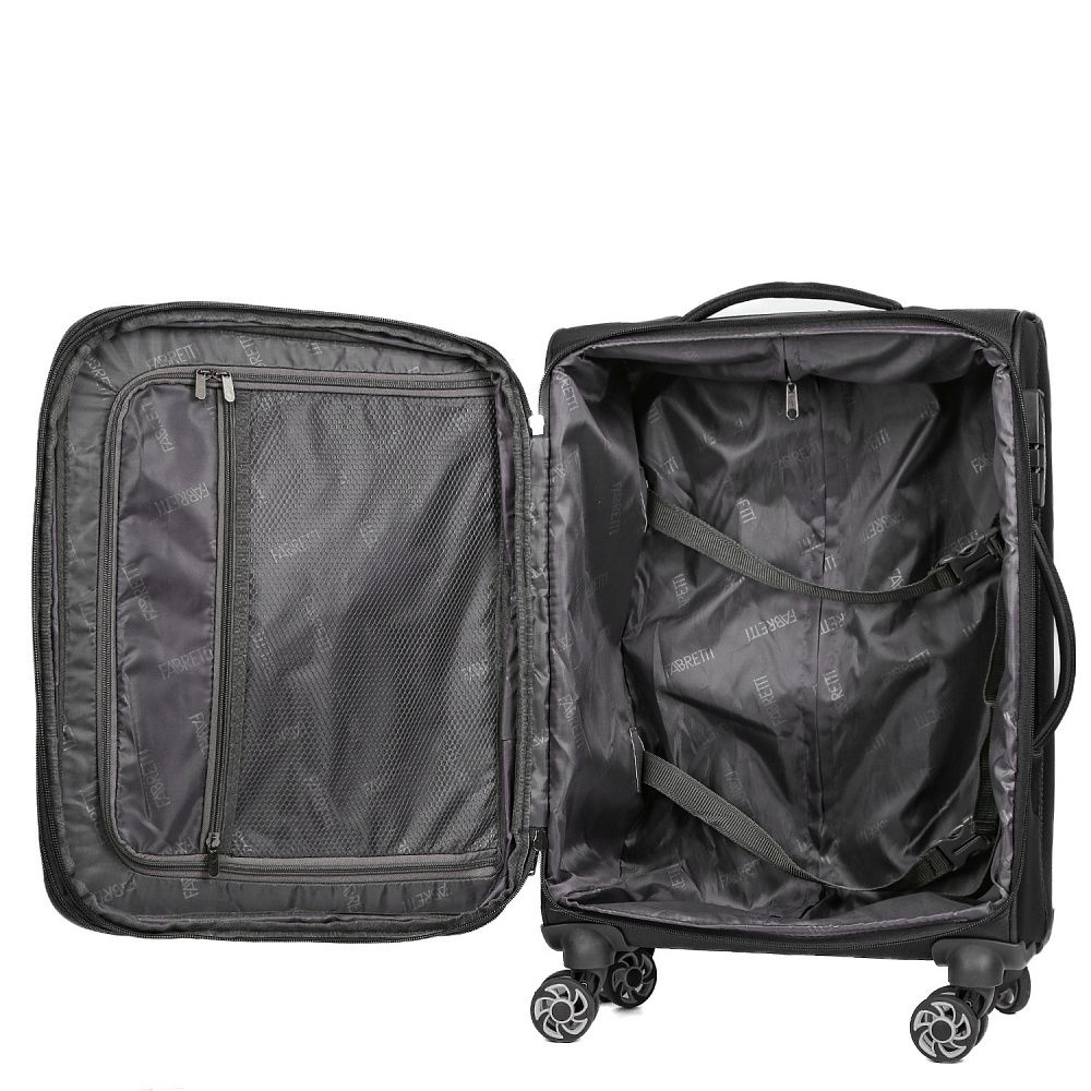 TRM2320-20-2 FABRETTI Чемодан 4-х колесный 100% полиэстер (черный/37*55*20/полиэстер/S/FABRETTI)