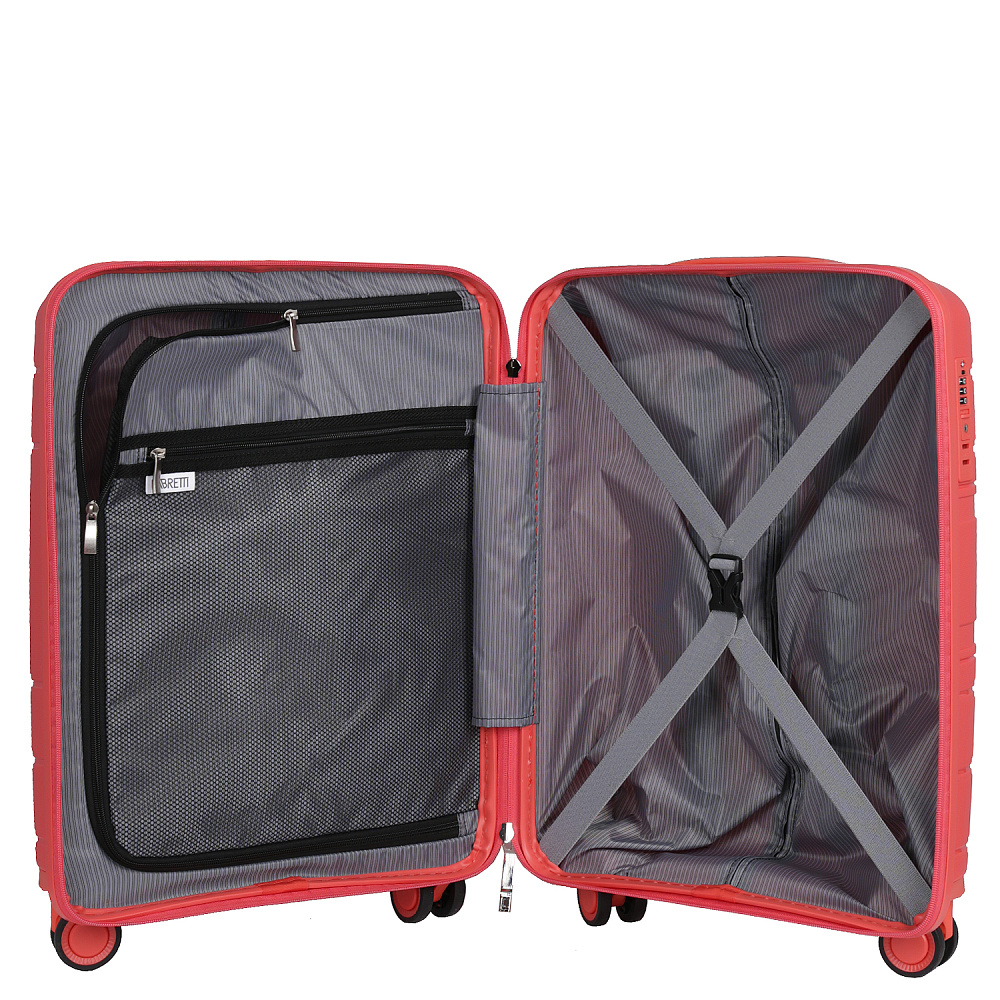 EN9520-20-44 Чемодан 4-х колесный 100% полипропилен  FABRETTI (коралловый/39*54*21/полипропилен/S/FABRETTI)