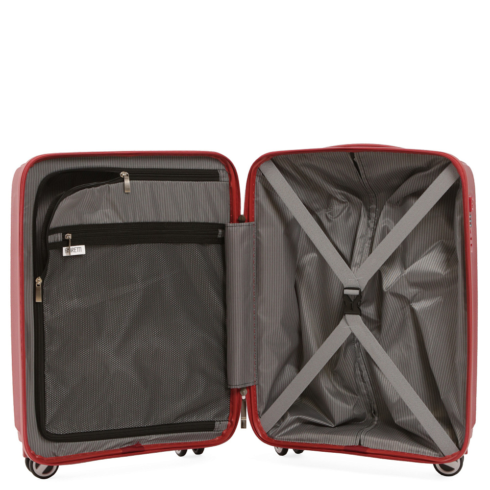 EN3520-20-4 Чемодан 4-х колесный 100% полипропилен FABRETTI  (Красный/39*54*25/полипропилен/S)