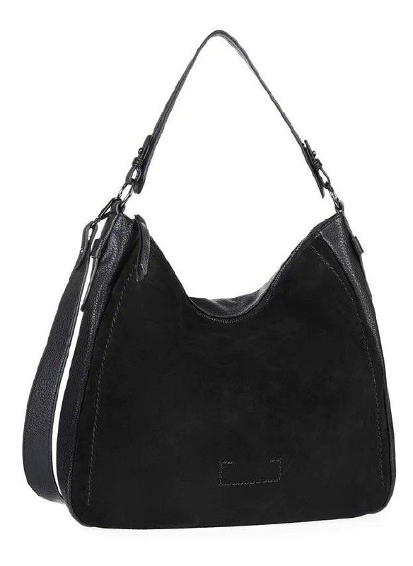 HL 11-307113 Сумка женская замша/экокожа (чёрный)  (Черный/35*31*10/натуральная замша/экокожа/Hogerland)