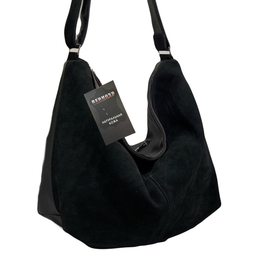 5121 Сумка женская натуральная замша/кожа (black) (черный/46*36*18/натуральная замша/кожа/Redmond)