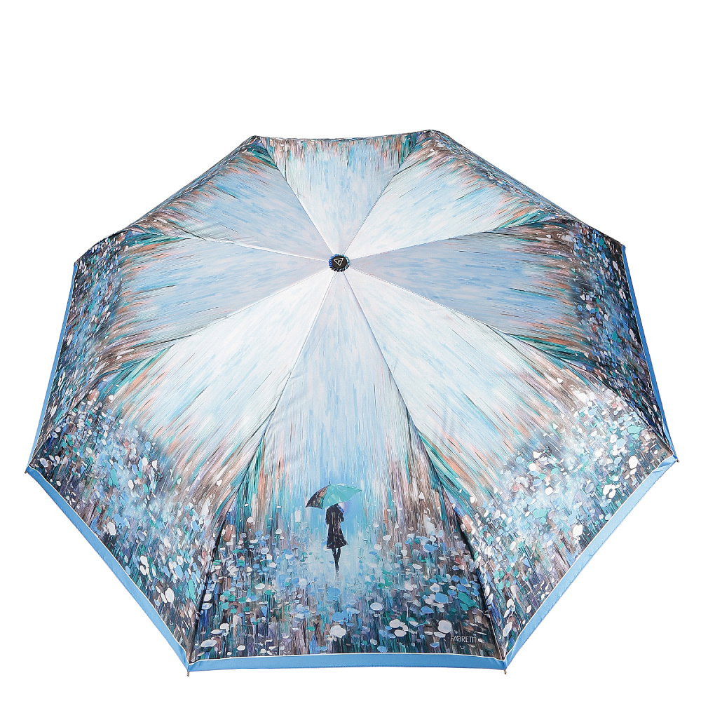 UFLS0084-9 Зонт женский Fabretti, автомат, 3 сложения, сатин (голубой)
