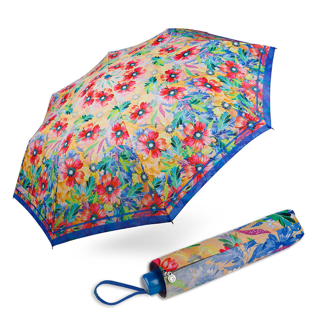 637195 Зонт женский 3 сл.,полный автомат, ручка пласт. прямая (эпонж/Goroshek)