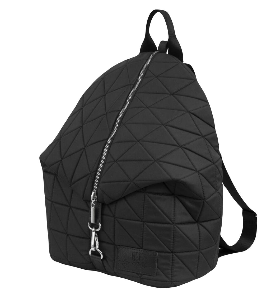 706-3030404 Рюкзак женский черный+треугольники+карабин (Dewspo) (Черный/29*37*16/текстиль/KATY NIKOLAEVA)