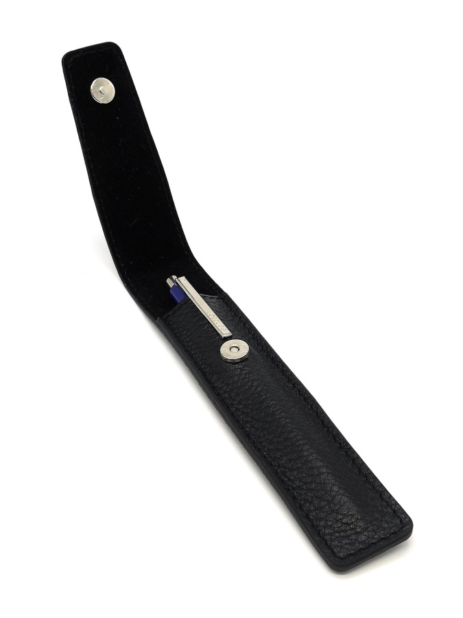 102-719-7 Ручка в чехле Пеллекон (черный/голубой/16*3*0,5/натуральная кожа/PELLECON)