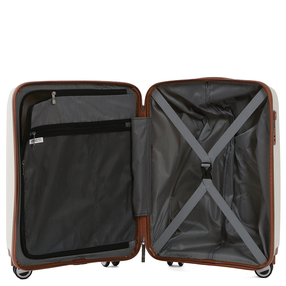 EN3520-20-1 Чемодан 4-х колесный 100% полипропилен FABRETTI  (Белый/39*54*25/полипропилен/S)