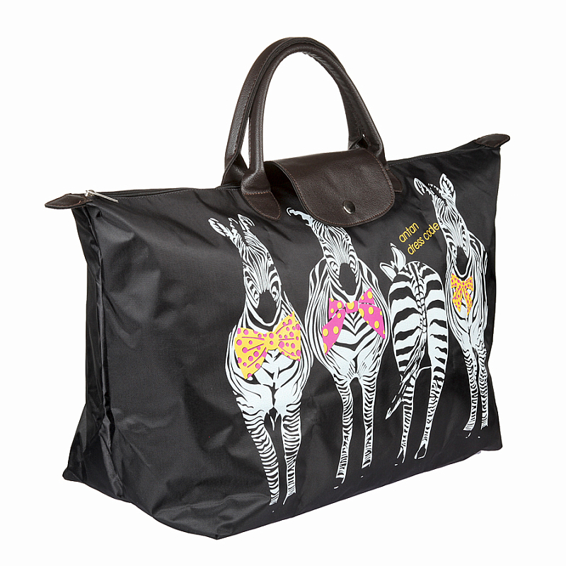 175 Сумка дорожная (Зебры подружки/черный) (Черный/44*30*22/текстиль/ANTAN)