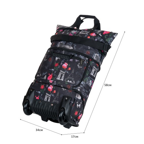 М-40-2 Сумка на колесах дизайн париж (фиолетовый/34*58*17/текстиль/NTL Continent)