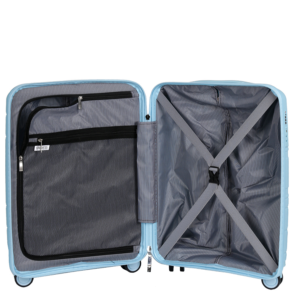 EN9520-20-9 Чемодан 4-х колесный 100% полипропилен  FABRETTI (Голубой/39*54*21/полипропилен/S/FABRETTI)