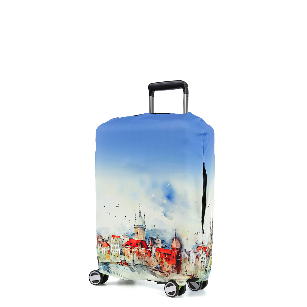 W1079-L FABRETTI Чехол для чемодана 92%полиэстер 8%спандекс (голубой/L/полиэстер/спандекс/FABRETTI)