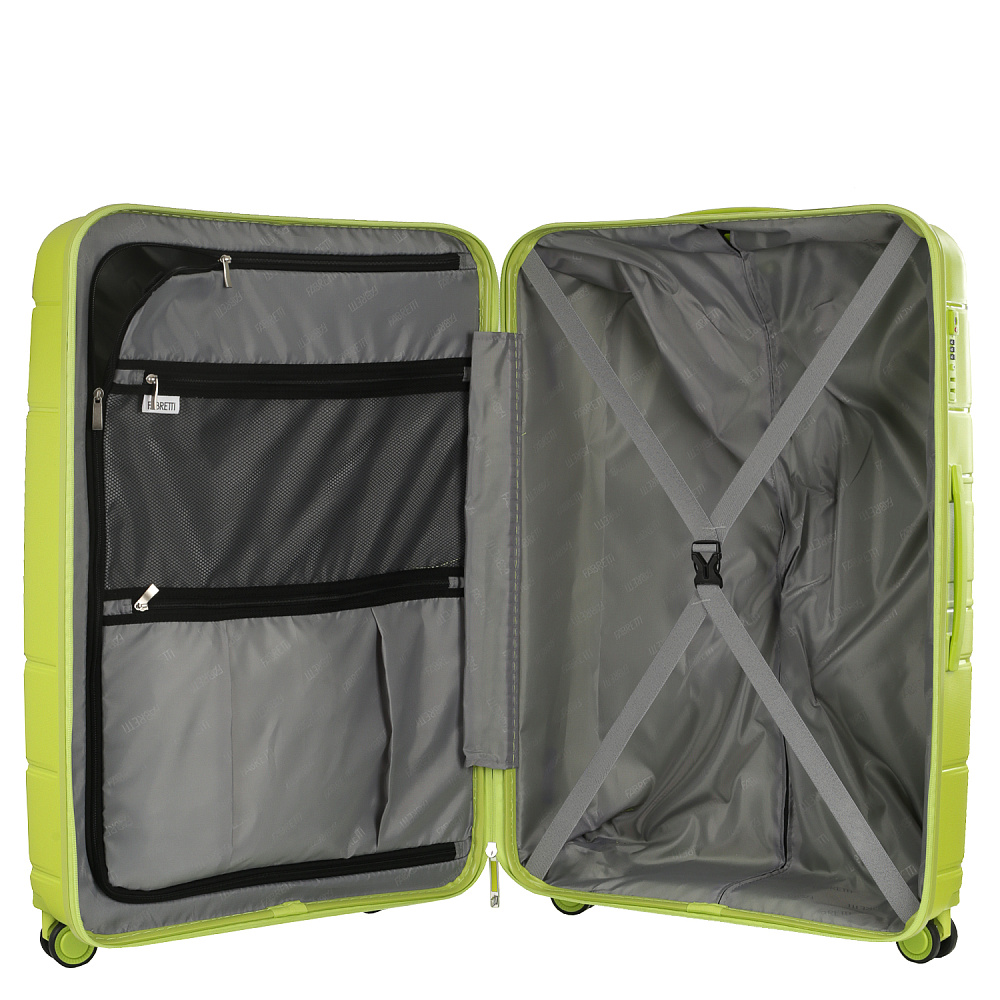 EN9520-24-11 Чемодан 4-х колесный 100% полипропилен FABRETTI (Зелёный/45*66*26/полипропилен/M/FABRETTI)