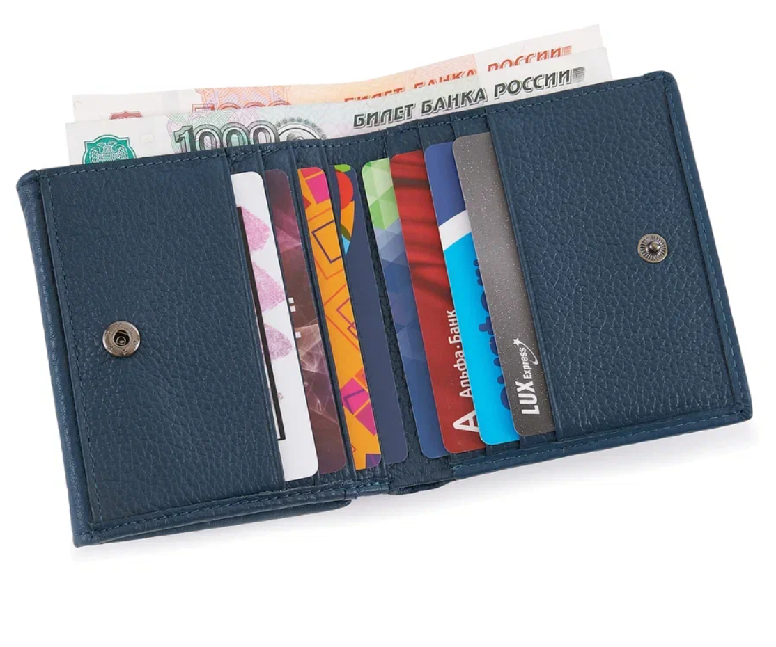 51-353-10-2 Кошелек женский (синий) (cиний/10*9,5*3/натуральная кожа)