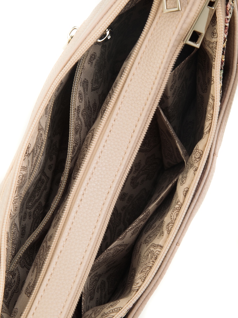 3826 Сумка женская темный беж/кор зелёная плетенка (Бежевый/25*22*11/Экокожа/Redmond)