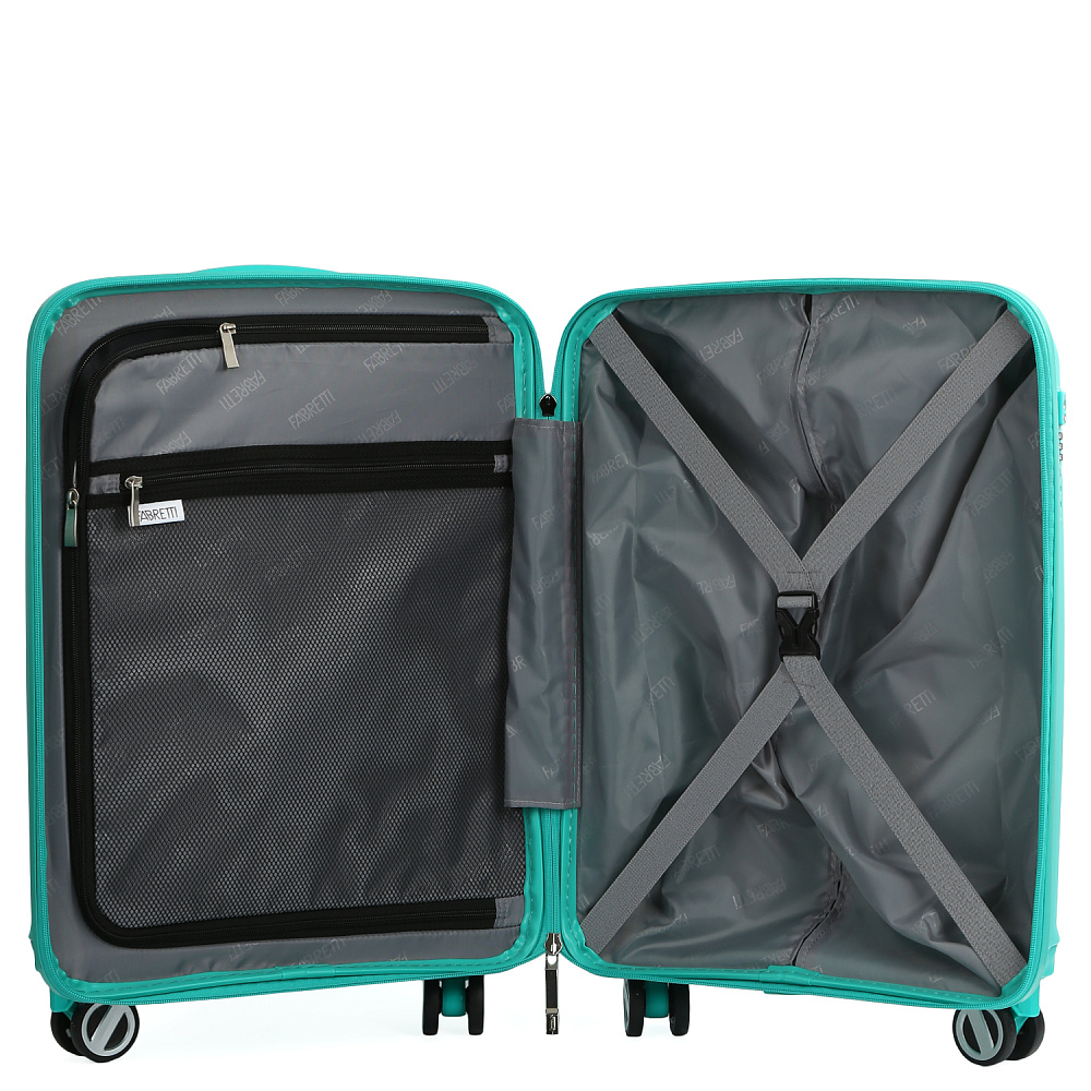 EN7520-20-111 FABRETTI Чемодан 4-х колесный 100% полипропилен (Бирюзовый/38*55*18/полипропилен/S/2,8 кг/FABRETTI)