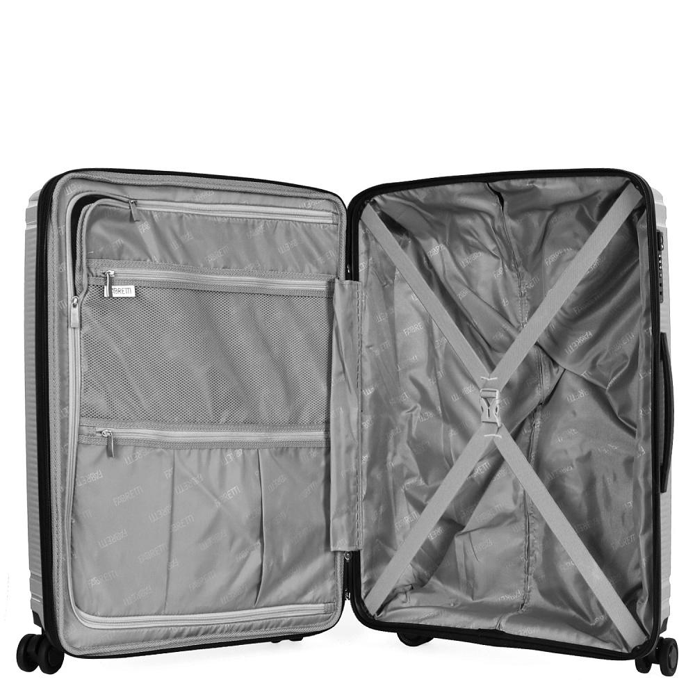 EN9530-24-3 FABRETTI Чемодан 4-х колесный 100% полипропилен (серый/44*66*27/полипропилен/M/FABRETTI)