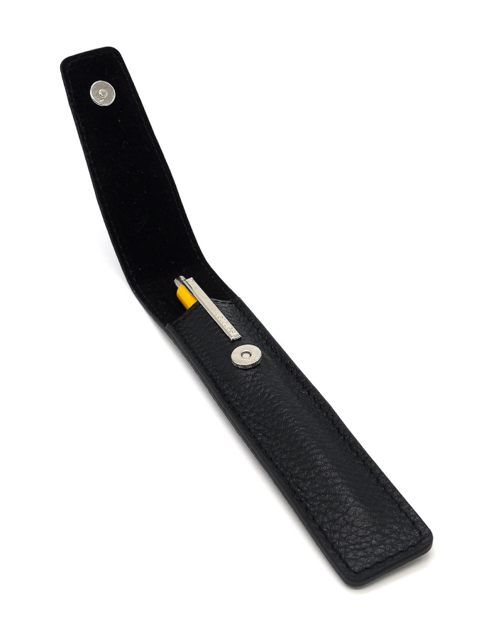 102-719-12 Ручка в чехле Пеллекон (черный/желтый/16*3*0,5/натуральная кожа/PELLECON)