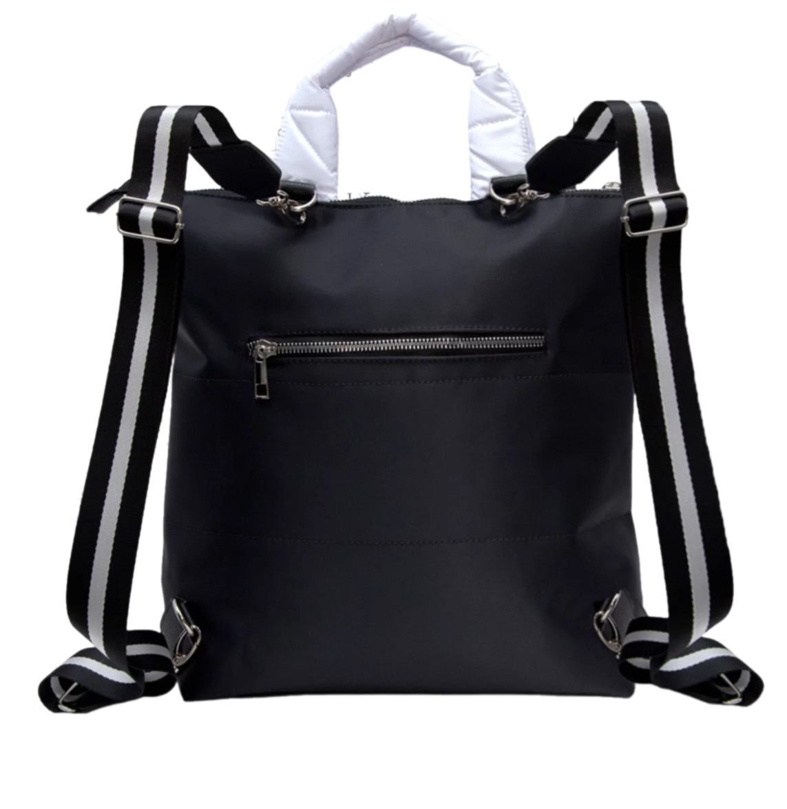 006-31404 Сумка-рюкзак женская белый+треугольники (Dewspo) (белый/29*31*14/текстиль/KATY NIKOLAEVA)