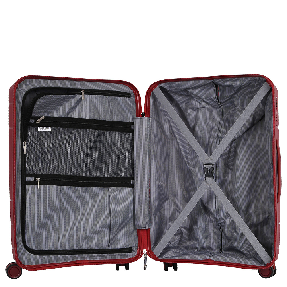 EN9520-24-4 Чемодан 4-х колесный 100% полипропилен FABRETTI (Красный/45*66*26/полипропилен/M/FABRETTI)