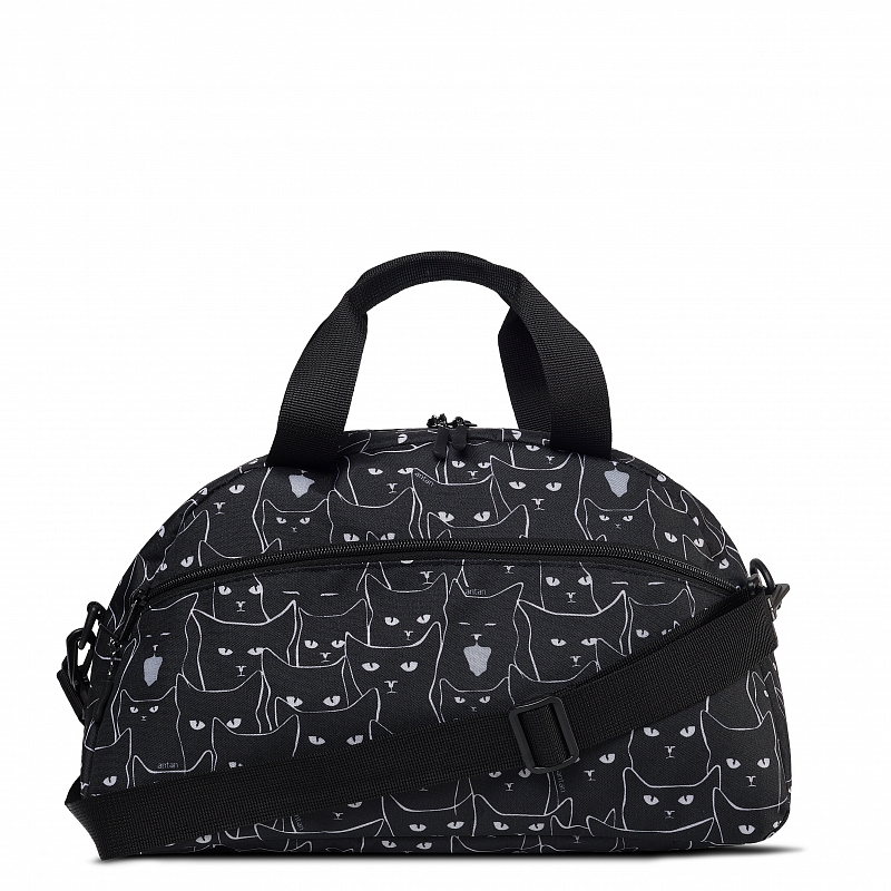 2-322 Сумка дорожная (коты ч/б/черный 222) (Черный/белый/45*26*21/текстиль/ANTAN)
