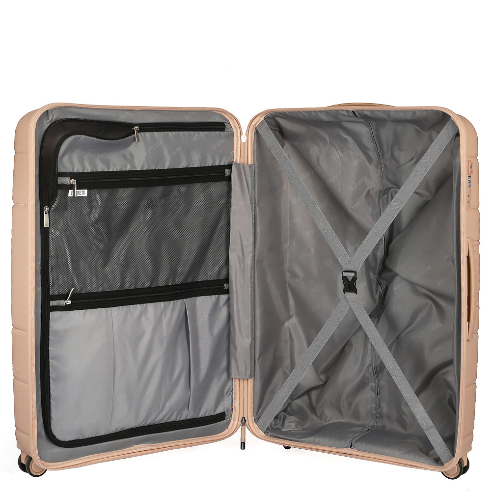 EN9520-24-13 Чемодан 4-х колесный 100% полипропилен FABRETTI  (Бежевый/45*66*26/полипропилен/M/FABRETTI)