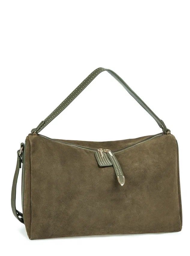 HL 15-326115 Сумка женская замша/экокожа (зеленый) (зеленый/40*27*16/натуральная замша/экокожа/Hogerland)