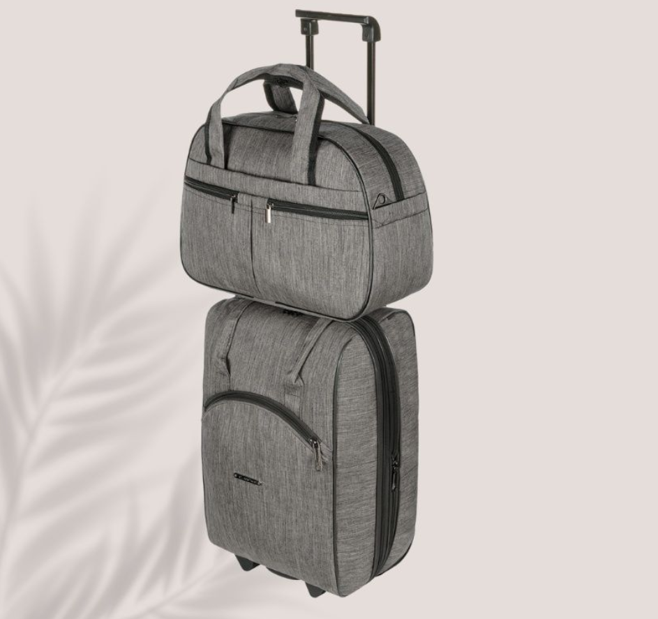 М-7318Б Сумка на колесах с бьютиком катионик серый (Серый/29*47*27/бьютик 47*29*22/полиэстер/NTL Continent)