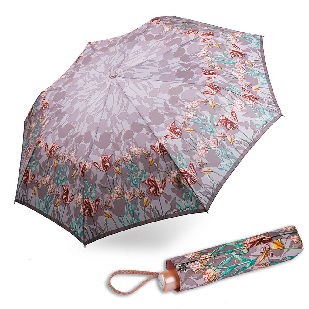 637195 Зонт женский 3 сл.,полный автомат, ручка пласт. прямая (эпонж/Goroshek)